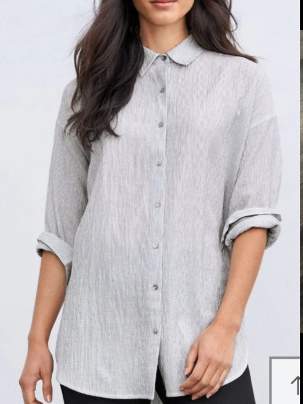Eileen Fisher Striped Button Down Shirt